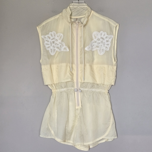 NEW Free People Marigold Butter Yellow Water-resistance Embroidered Onsie Romper - Picture 4 of 13